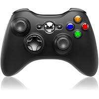 SWCTIM Wireless Controller for Xbox 360, 2.4GHZ Game Joystick Controller Gamepad for Xbox 360 & Slim Console and PC Windows 7/8/10,No Audio Jack,Black