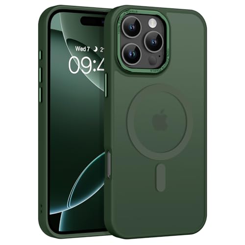 Image of YINLAI for iPhone 16 Pro Max Case 6.9-inch,Magnetic Compatible with MagSafe, Slim Matte Anti-Fingerprint, Shockproof Full Body Military Grade Protection for iPhone 16 Pro Max Cover, Green