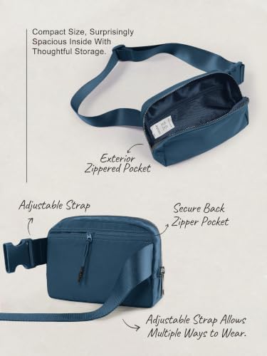 Image of ODODOS Unisex Mini Belt Bag with Adjustable Strap Small Fanny Pack for Workout Running Traveling Hiking, Navy Blue