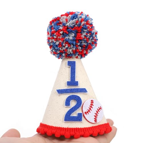 BEADED Baseball 1/2 Birthday Hat - Baseball Half/6 Month Birthday Decorations,Half Way To First Hat,Six Month Little Slugger Party Sign, (1/2) by BEADED - Used condition - Image 5