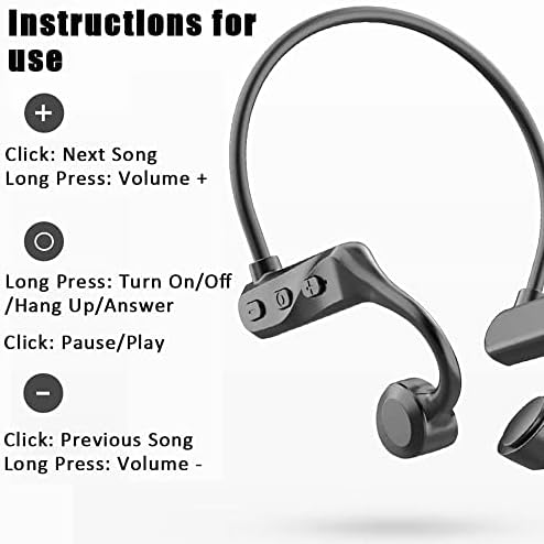 Bone Conduction Wireless Earbuds Bluetooth 5.0 Headphones, Open-Ear Sweatproof Ultralight Sports Earphones with Mic for Running, Cycling, Driving, Gym, Headphones Compatible with iPhone/Android/IOS