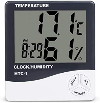 GABY INSTRUMENTS Digital Hygrometer Thermometer Humidity Meter With Clock Large Lcd Display,