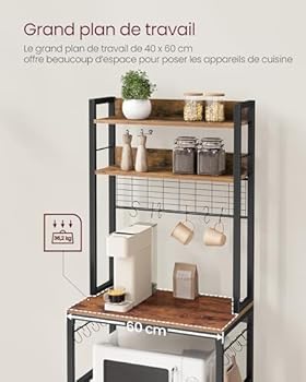HOMCOM Keukenrek, magnetron, opbergrek, keuken, industriële stijl, met