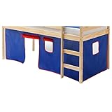 IDIMEX Vorhang Gardine Bettvorhang Classic zu Hochbett Rutschbett Spielbett in blau/rot