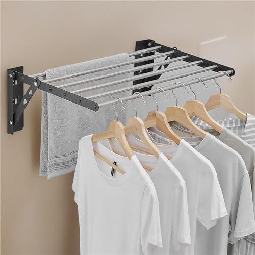 Space-Saving Foldable Wall-Mounted Clothes Drying Rack - Indoor Laundry Organizer for Bathroom, Dorm, Garage - Compact & Versatile Clothes Airer