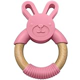 LittleFoot Nation Organic & Natural Bunny Rabbit Baby Teether Ring, 100% BPA Free Pure Food Grade...