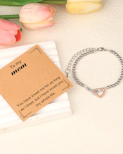 Image of Mother Daughter Bracelets Set for 2 Matching Heart Bracelets for Mother and Daughter to My Mom Bracelet Birthday Mothers Day Gifts for Mom Daughters