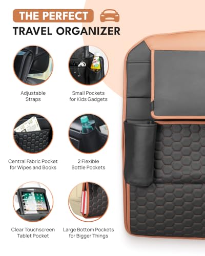 Image of Owleys Set Seat Back Organizer & Car Seat Protector Hexy Waterproof & Non-Slip Protector for Child Car Cushion for Leather and Fabric Seats (Hexy Set 1)