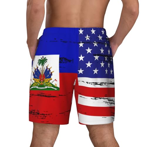 Haiti Haitian Map Flag Gold Men's Swimming Trunks Lightweight Breathable Beach Shorts Quick Dry Swim Shorts with Pockets4