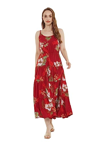 Image of Matchable Family Hawaiian Luau Men Women Girl Boy Clothes in Pineapple Garden Burgundy