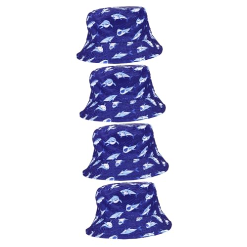 Chapeaux d'été pare-soleil en coton et polyester bleu marine | Lot de 4 Beavorty