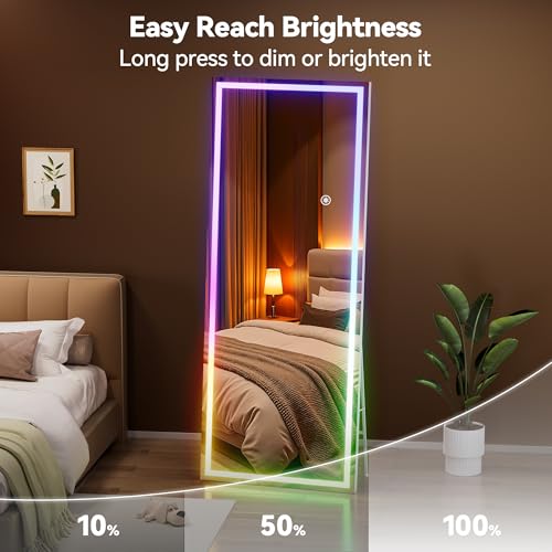 Hasipu 71"x24" LED RGB Bluetooth Full Length Mirror with Lights, Full Body Mirror with Stand, Wall Mount & Free Standing Floor Mirror for Bedroom Living Room Cloakroom, 7 Color & Brightness Adjustable by Hasipu - Image 8