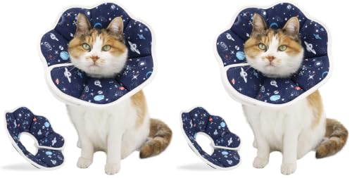 Image of Soft Cat Cone, Adjustable Recovery Collar After Surgery to Prevent Licking Wound, Protective Cat Neck Cone, Comfortable Pet Elizabethan Collar for Cats Kittens and Puppies (S) (Pack of 2)