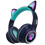 Midola Gaming Bluetooth 5.0 Wireless Cat Ear Headphones Over Ear LED Light Foldable Music Headset...