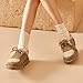 BEAU TODAY Snow Sneakers for Women, Suede Platform Sneakers Womens Warm Fur Lined Fashion Sneakers Slip-on Comfortable Winter Flat Shoes Camel Size 7.5