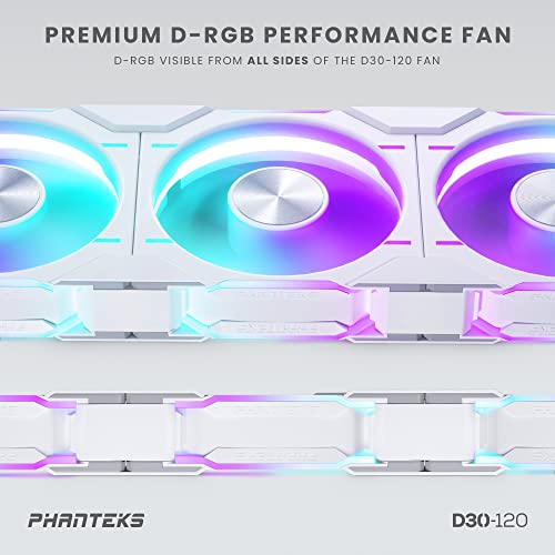 PHANTEKS D30 PWM Reverse Airflow D-RGB Lüfter, 3er Pack - 120mm, Schw