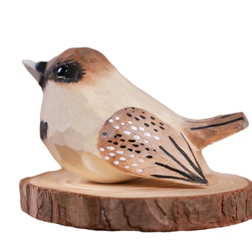 Washranp Basswood Carving Colorful Wood Ornament Bird with B