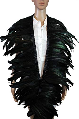 7 Color 2 Yard Long,10-12 Inch Height Rooster Coque Feather Fringe Trim, For Skirt Dress Costume Roster Feather Trim (Black) #TOP25