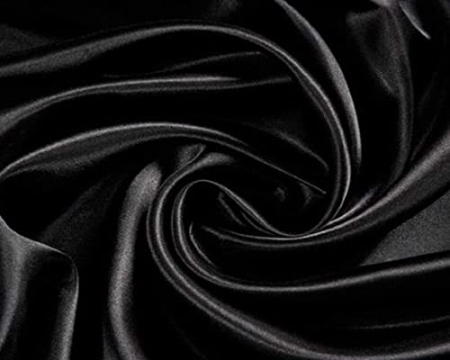 Magnifique tissu en satin de soie pour confection de robe de mariage et de soirée - Au mètre 100 x 150 centimeters Noir Cover