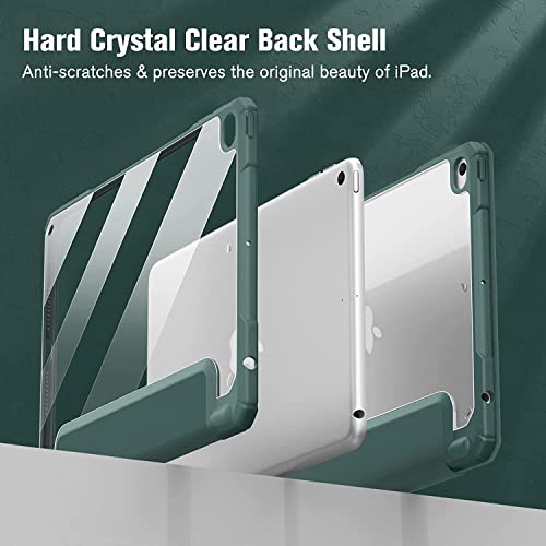 Image of SwooK Hybrid Case for 7.9 inch inch iPad Mini 5 / Mini 4 iPad Mini A2133 A2124 A2126 A2125 A1538 A1550 iPad Mini Case with Shockproof Clear Back Shell Flip Cover Case (Mid-Night Green)