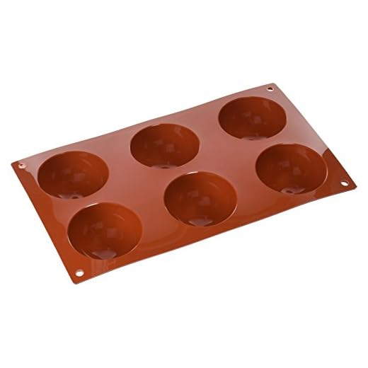 Silikomart 20.002.00.0060 SF002 Moule Forme Demi-Sphères 6 Cavités Silicone Terre Cuite
