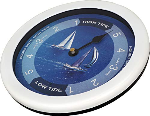 Justime 8.5 Inch Tide Clock Colorful Digital Graphics Designed, Water Resistant Case, Home Wall Décor (Tt024-Yacht White) #TOP1
