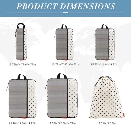 U+U 6 Set Compression Packing Cubes, Travel Organizers (Polka Dot) by U+U - Used condition - Image 3