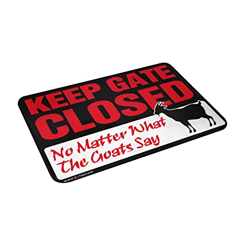Tapis de sol uni d'extérieur Keep Gate Closed avec motif chèvre 65x90 cm - 5