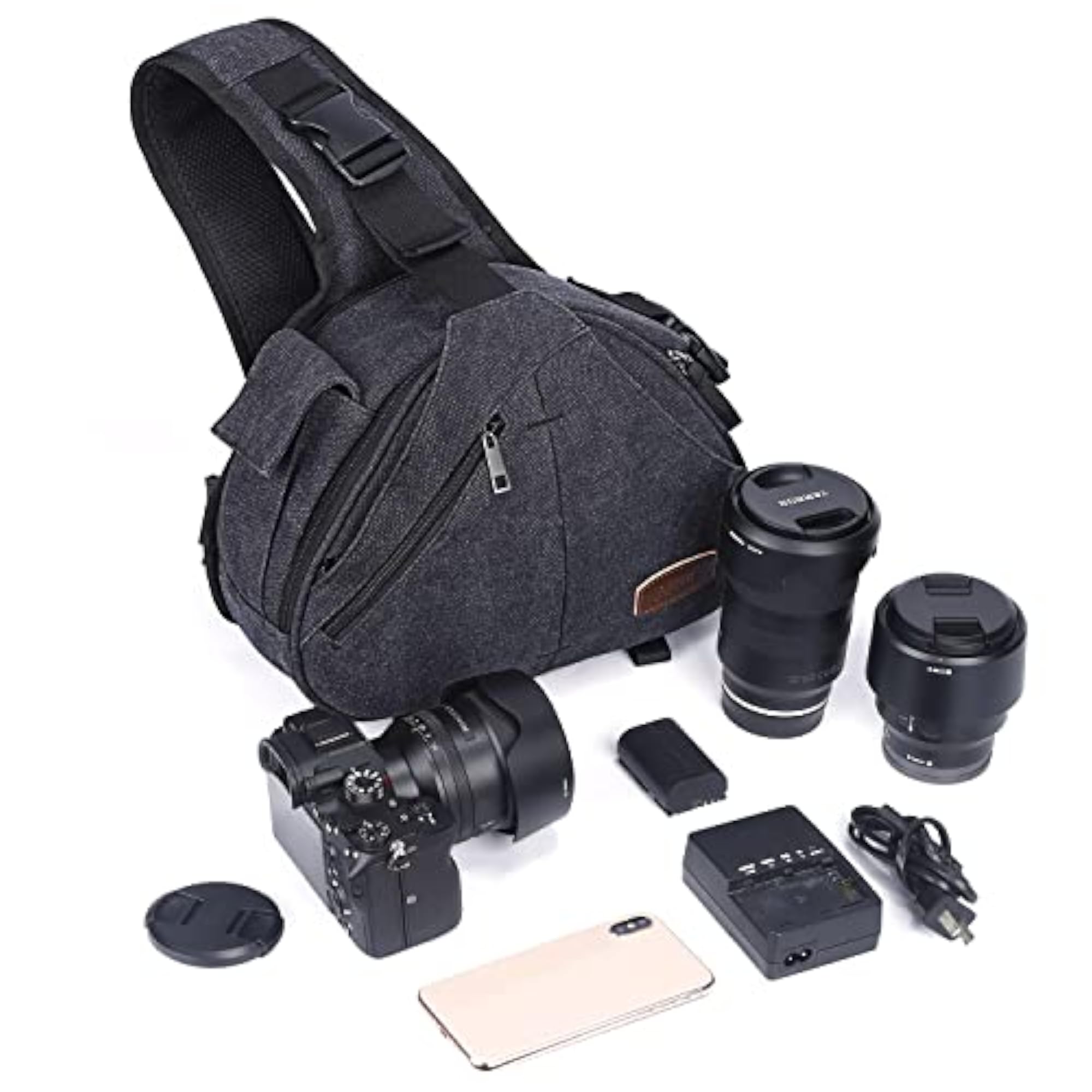 Canvas Camera Sling Bag for DSLR and Accessories