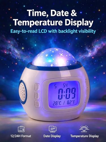 ChayWillow Star Projection Digital Alarm Clock with Night Light - image 6