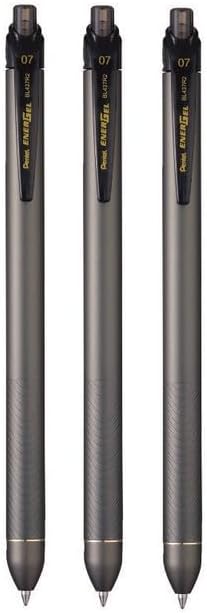 EnerGel 0.7mm Click Roller Gel Pen | Textured Grip With Retractable Mechanism | Quick Dry Ink For Smudge-Free Writing | 1 Pc Blister Pack | Black Ink, Pack of 3 Pens (BL437R2)