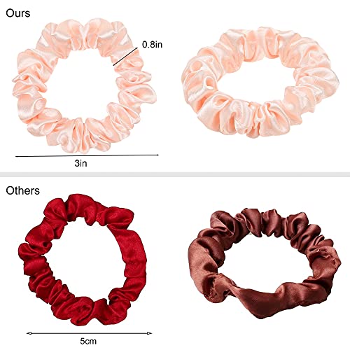 Image of Satin Silk Hair Ties Small Mini Scrunchy for Women Cute Ponytail Holders Mini Bulk Scrunchies Elastic Hair Bands for Thick Curly Hair Pony Tails Hair Ties (12 Pcs)