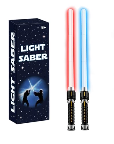 light sabers for kids 2-in-1 mini retractable light up sword for boys girls red blue cosplay costume party birthday gift toy