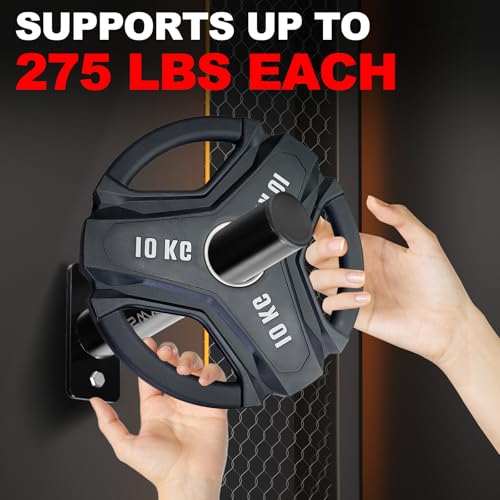 ANOSWXG Wall-Mounted Strength Training Plate Storage Rack – Heavy Duty 2” Weight Plate Holder with Foam Padding, Bumper Plate Storage for Home Gym, Garage, and Power Rack (Black-4pis) by ANOSWXG - Used condition - Image 6