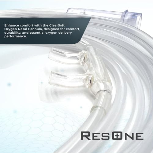 ResOne 4Ft High Flow Adult Oxygen Nasal Cannula 1-Pack - Soft Curved Prongs, Crush-Resistant Tubing - Oxygen Concentrator Supplies - Soft Curved Nose Piece, Standard Size, 15 LPM