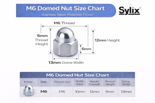 Image of SYLIX 6MM Stainless Steel Hex Dom Nut (25 PCS)