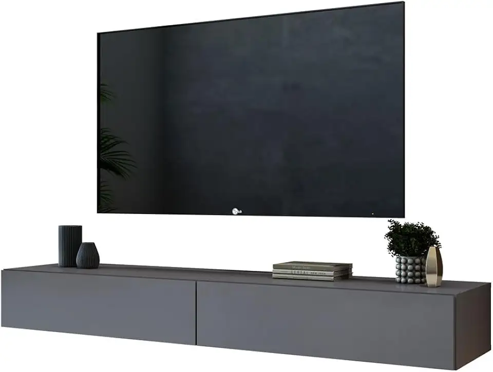 rack suspensa para sala de estar quarto 1,40mt design moderno 2 gavetas espaçosas estilo clean luxuoso (Cinza)