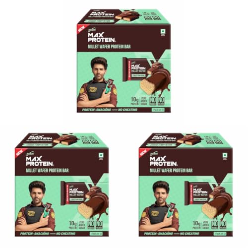 Image of RiteBite Max Protein Choco Temptation 10g Protein Millet Wafer Bars (Pack of 36), No Maida, No Palm Oil, Zero Added Sugar, Crunchy Wafer Snack, 480g