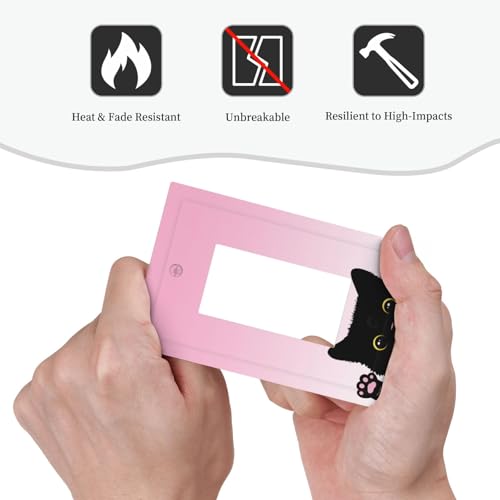 Cute Kitten Black Cat Pink Background Decorative Outlet Covers 1 Gang Single Rocker Light Switch Cover Plate Wall Plates GFCI Faceplate for Kids Room Nursery Decor by Nijuodnijir - Used condition - Image 6
