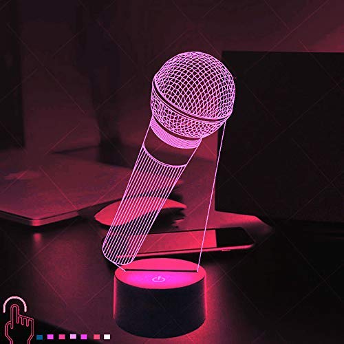 3D Mikrofon Nachtlicht Mit Fernbedienung – 16 Farben, USB-Betrieb, Touch-Steuerung, Optische Täuschung