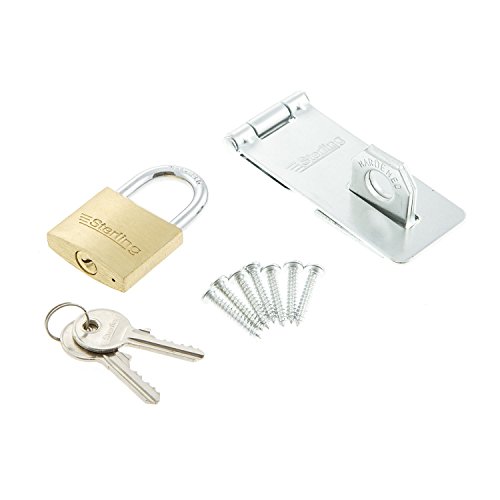 Image of Sterling PHS002 40 mm Brass Padlock /95 mm Hasp and Staple Solution Pack