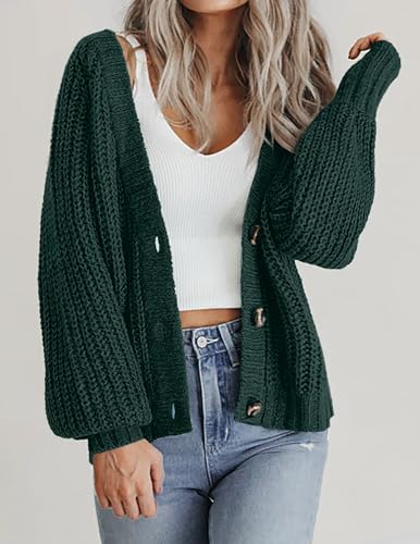Image of Zeagoo Women's 2026 Fall Chunky Knit Cardigans Open Front Long Sleeve V Neck Button Loose Cardigan Sweaters