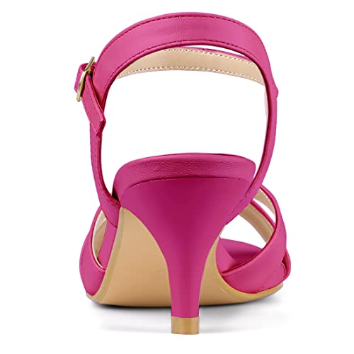 Allegra K Allegra K Women's Cross Straps Kitten Heel Hot Pink Sandals 8.5 M US