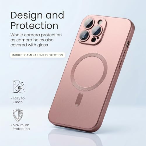 Image of amazon basics Premium Mag-Safe Case for iPhone 15 Pro Max | Shockproof & Anti-Scratch Cover | Soft Silicone with Wireless Charging | Camera Lens Guard - Rose Gold