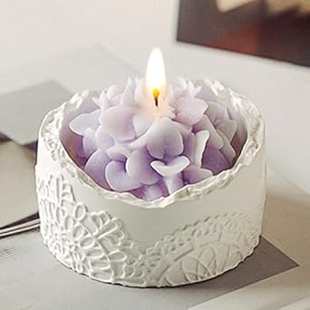 Purple Hydrangea Flower Decorative Lace Cup Lavender Scented Candles | Home Fragrance & Decor, Rustic Floral Candle Gift for Mom & Wife, Teacher Appreciation Gifts for Women