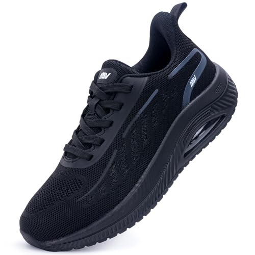 Image of AOV Wide Walking Shoes Women Arch Support Plantar Fasciitis Tennis Sneakers Orthotic Tennis Shoes for Workout Gym Black Size 8