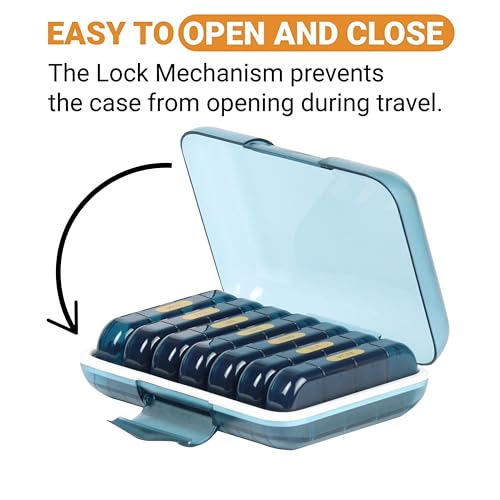 Image of Premium Unbreakable Medicine storage organizer- Waterproof Medicine organizer box- Medicine Box, 7 days Medicine Box For Home-Large Pill Organizer Box Case (Blue-4 Compartment)