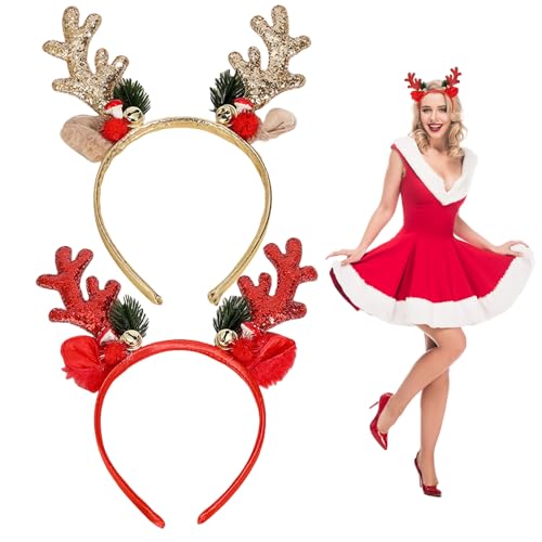 2 Stück Rentier Haarreif Weihnachten,Weihnachts Geweih Haarreifen...