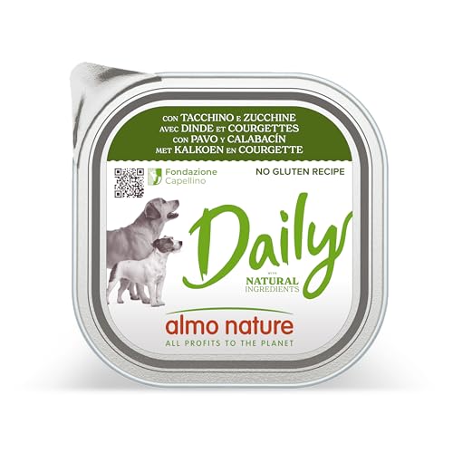 almo nature Daily, Alimento Umido per Cani Adulti con Tacchino e Zucchine - Confezione da 2.7 kg (9 x 300 g)