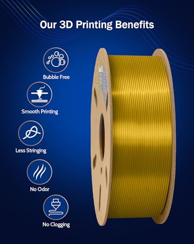 Image of DURAMIC 3D PETG Filament 1.75mm Gold, 3D Printing Filament 1kg Spool(2.2lbs), Gold Filament 1.75mm Dimensional Accuracy + /- 0.05 mm Non-Tangling Non-Clogging Non-Stringing